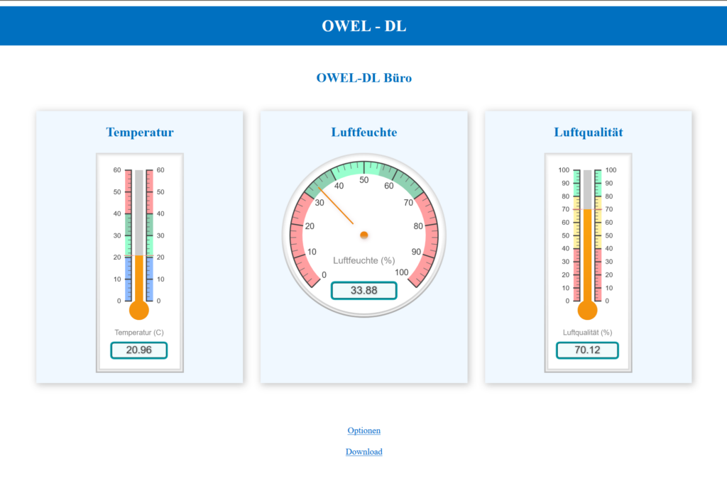OWEL-DL Datenlogger Weboberfläche