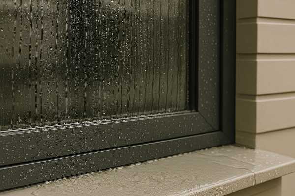 Sensor des OWSM‑1 Wassermelders am Fensterbrett